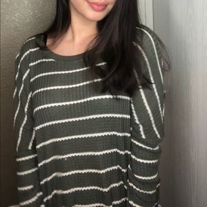 Olive green striped sweater